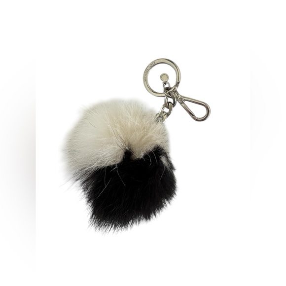 Michael Kors Black White Fur Pom Pom Keychain Accessory - Picture 6 of 9